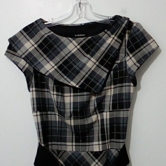Le Chateau black silver plaid dress - Picture 3 of 7
